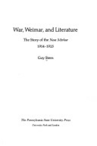 Cover of War, Weimar, and Literature