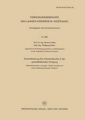 Cover of Automatisierung Des Arbeitsablaufes in Der Spanabhebenden Fertigung