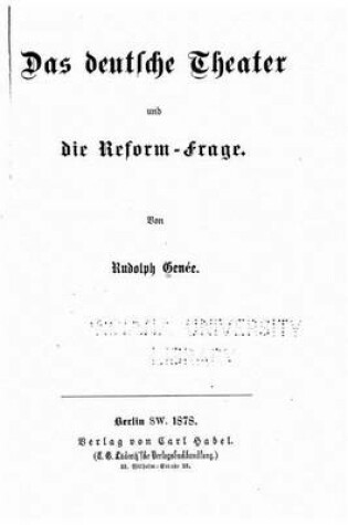 Cover of Das deutsche Theater und die Reform-Frage