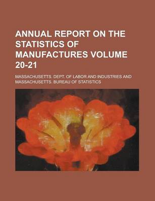 Book cover for Annual Report on the Statistics of Manufactures Volume 20-21
