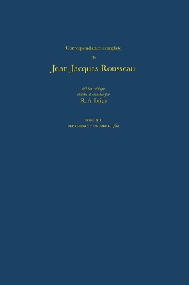 Book cover for Correspondance Complete de Rousseau 13