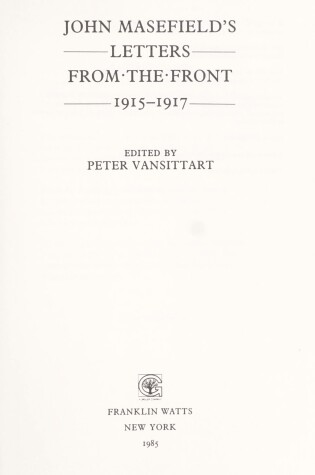 Cover of John Masefield's Letters from the Front, 1915-1917