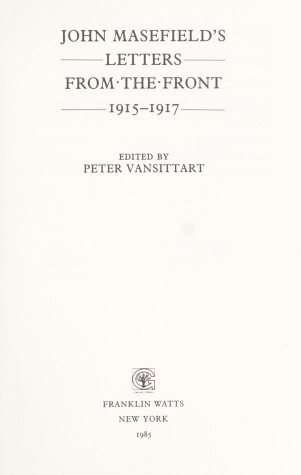 Book cover for John Masefield's Letters from the Front, 1915-1917