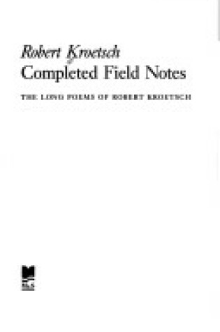 Cover of Completed Field Notes
