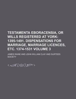 Book cover for Testamenta Eboracensia, or Wills Registered at York Volume 3