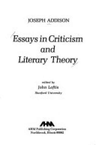 Cover of Essays in Criticism and Literary Theory