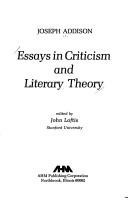 Book cover for Essays in Criticism and Literary Theory