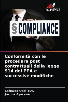 Book cover for Conformita con le procedure post contrattuali della legge 914 del PPA e successive modifiche