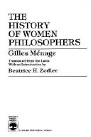 Cover of History of Women Philosophers