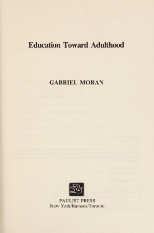 Cover of Education Toward Adulthood