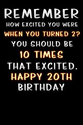 Book cover for remember how excited you were when you turned 2 you should be 10 times that excited happy 20 th birthday