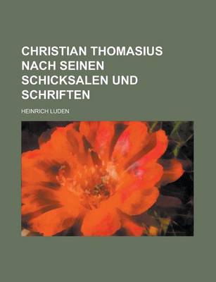 Book cover for Christian Thomasius Nach Seinen Schicksalen Und Schriften