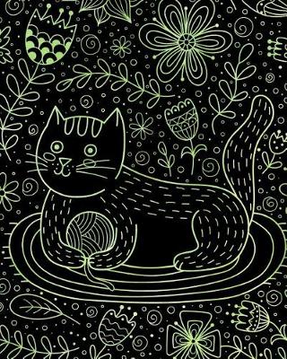 Cover of Journal Notebook Cute Cat in Flowers Pattern 6