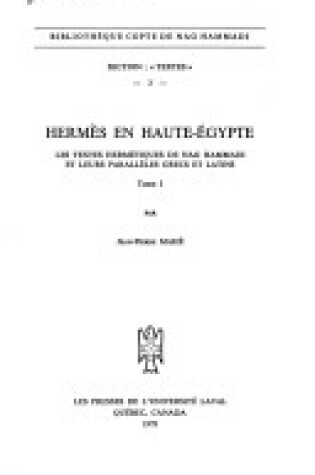 Cover of Hermes En Haute Egypte. Tome I