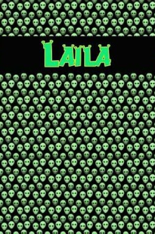 Cover of 120 Page Handwriting Practice Book with Green Alien Cover Laila