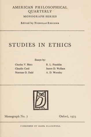 Cover of Studies in Ethics