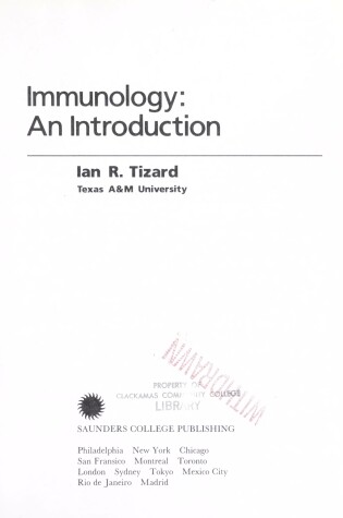 Cover of Immunology, an Introduction