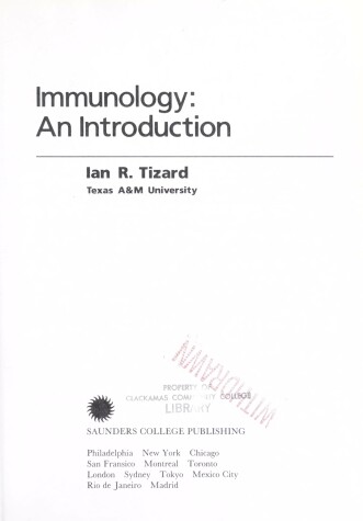 Book cover for Immunology, an Introduction