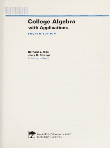 Book cover for College Algebra with Applications