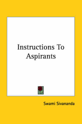 Cover of Instructions to Aspirants