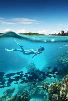 Book cover for Woman Snorkeling by a Coral Reef in the Ocean Journal