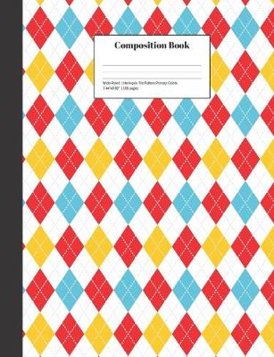 Book cover for Composition Book Wide-Ruled Harlequin Tile Pattern Primary Colors