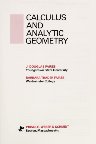 Cover of Calculus and Analytic Geometry