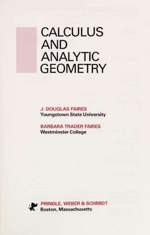 Book cover for Calculus and Analytic Geometry