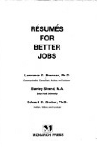 Cover of Resumes for Better Jobs