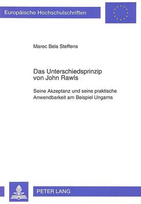 Book cover for Das Unterschiedsprinzip Von John Rawls