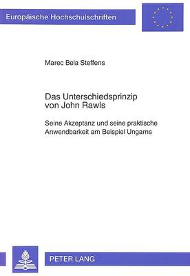 Cover of Das Unterschiedsprinzip Von John Rawls