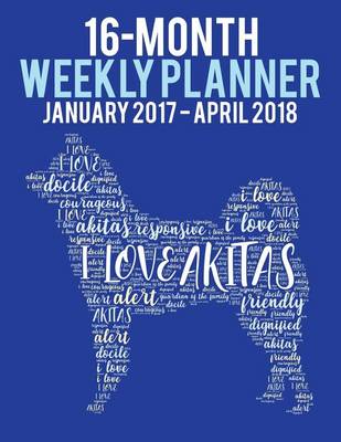 Cover of 2017-2018 Weekly Planner - Wordcloud Akita