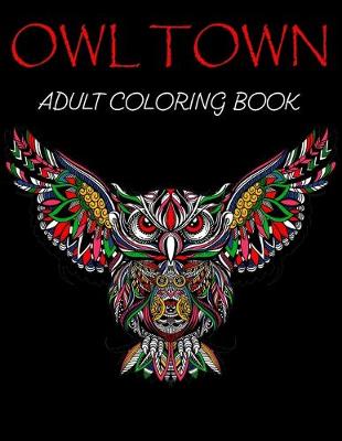 Book cover for owl Town Adult coloring book