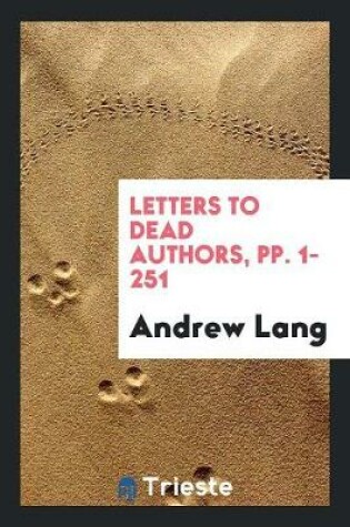 Cover of Letters to Dead Authors