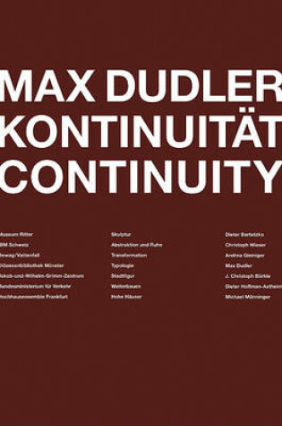 Cover of Max Dudler Continuity