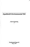 Cover of Apartheid's Environmental Toll