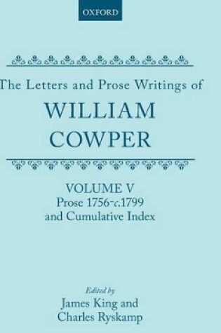 Cover of V: Prose 1756-c.1799 and Cumulative Index