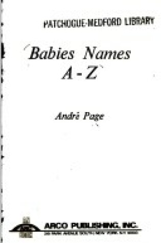 Cover of Babies Names A-Z