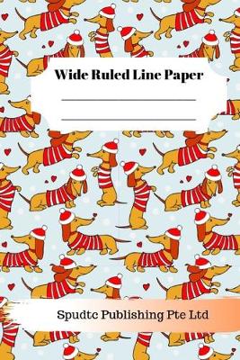 Book cover for Cute Dog With Santa Hat Theme Wide Ruled Line Paper