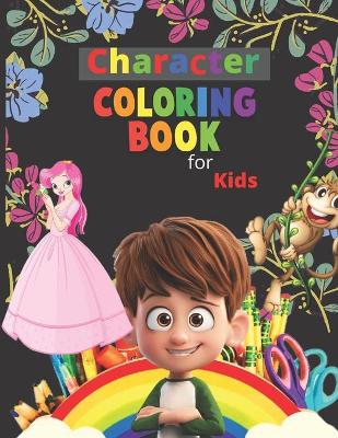 Book cover for Character coloring book for kids.