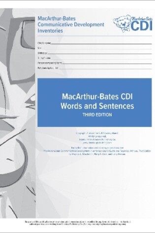Cover of MacArthur-Bates Communicative Development Inventories (CDI) Words and Sentences Forms