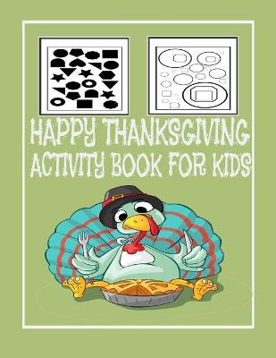 Book cover for happy thanksgiving activity book for kids