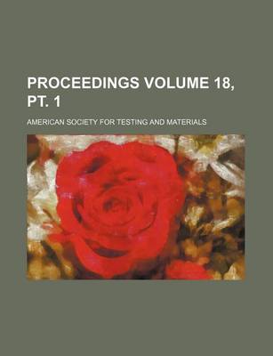 Book cover for Proceedings Volume 18, PT. 1