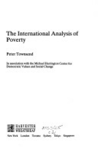 Cover of International Analysis of Poverty