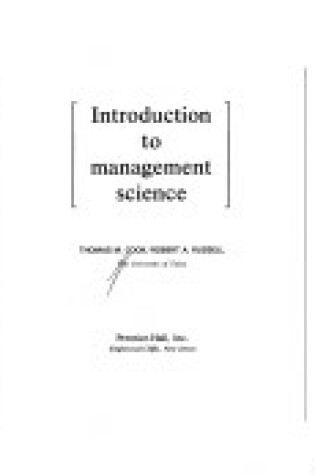 Cover of Introduction to Management Science