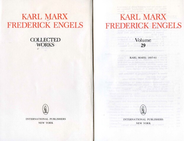 Cover of Collected Works of Karl Marx & Frederick Engels - Economic Works Volume 29