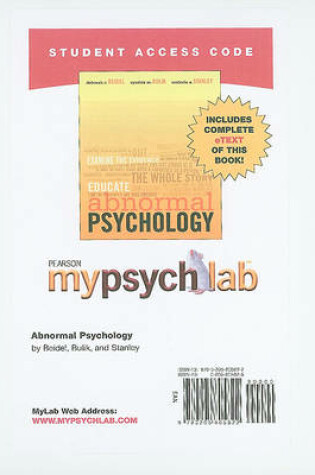 Cover of MyLab Psychology  with Pearson eText Student Access Code Card for Abnormal Psychology (standalone)