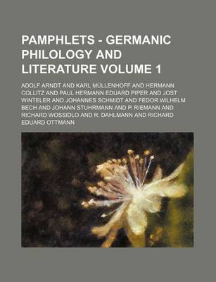 Book cover for Pamphlets - Germanic Philology and Literature Volume 1