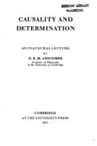 Cover of Causality and Determination