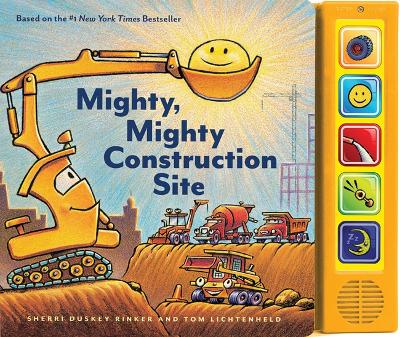 Book cover for Mighty, Mighty Construction Site Sound Book (Books for 1 Year Olds, Interactive Sound Book, Construction Sound Book)